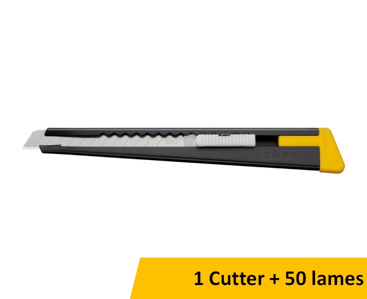 Cutter acier 180 Black OLFA | 9 mm | 1 Cutter lames de rechange